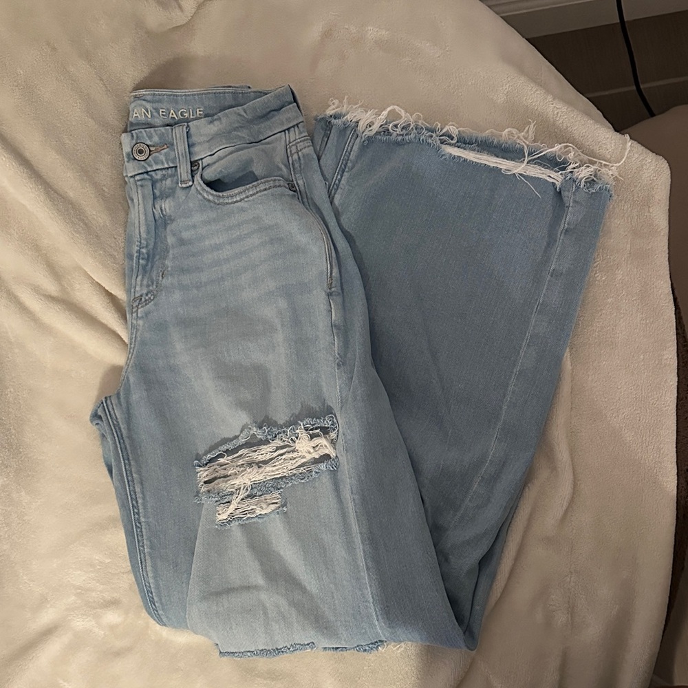 Distressed Wide Leg Jeans/ AE
